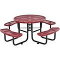 Global Equipment 46" Round Outdoor Steel Picnic Table, Expanded Metal, Red 277150RD